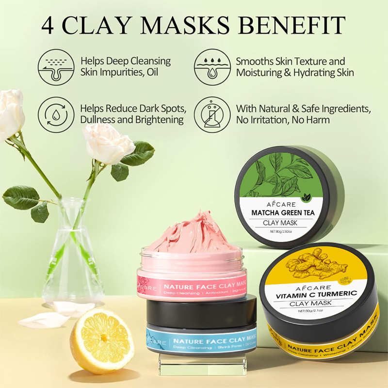 4 Pcs Clay Facial Mask Set Tur - Green Tea Cleansing Clay Mask review and price