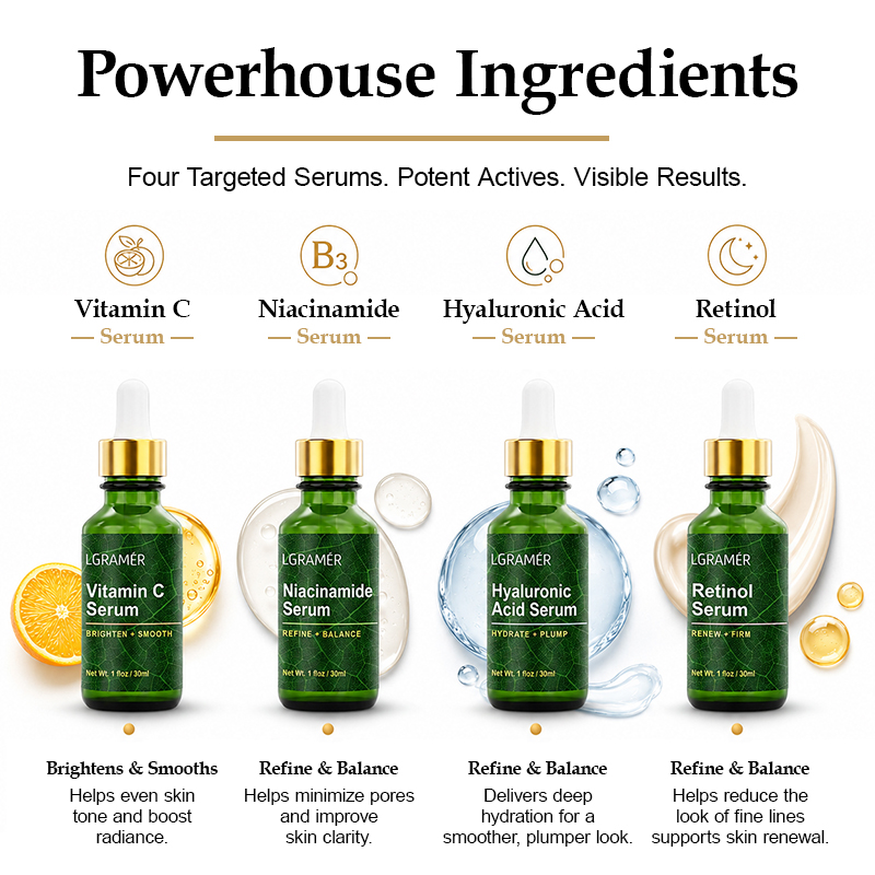 4PCS Facial Serum Set Niacinam - Niacinamide Pore Shrinking Essence review and price