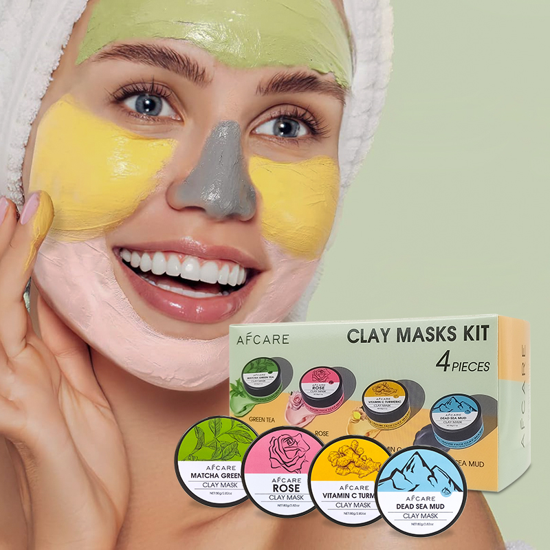 4Pcs Face Mask Set with Turmer - Green Tea Cleansing Clay Mask review and price