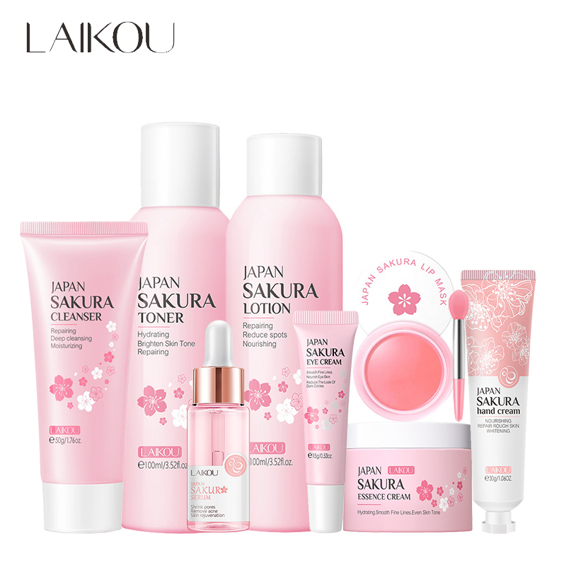LAIKOU 8Pcs Sakura Facial Skin - Hyaluronic Acid Facial Serum review and price